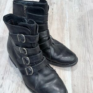 Born Black Leather Combat Boots